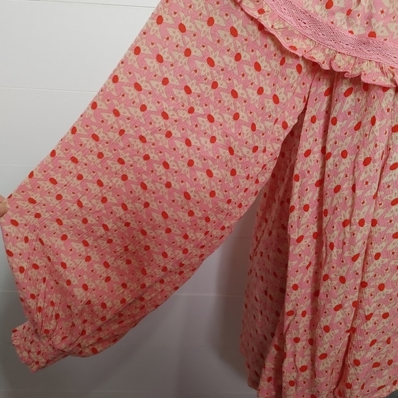 FREE People pink peasant blouse size S - Picture 6 of 12